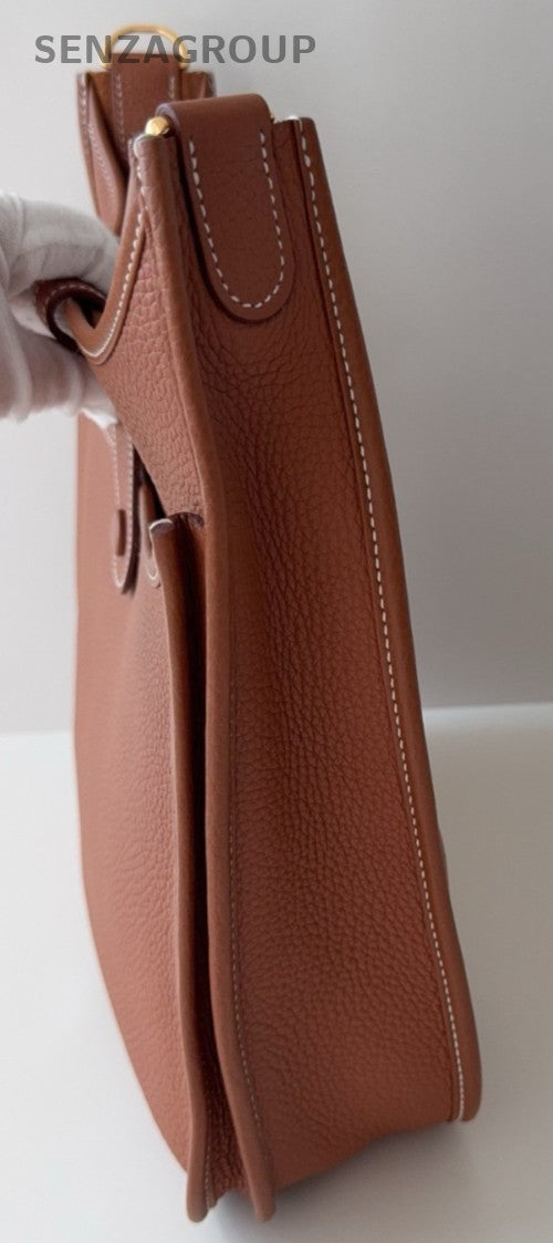 HERMES Evelyne Mini Shoulder Bag Crossbody Brown Gold Used Women Classic
