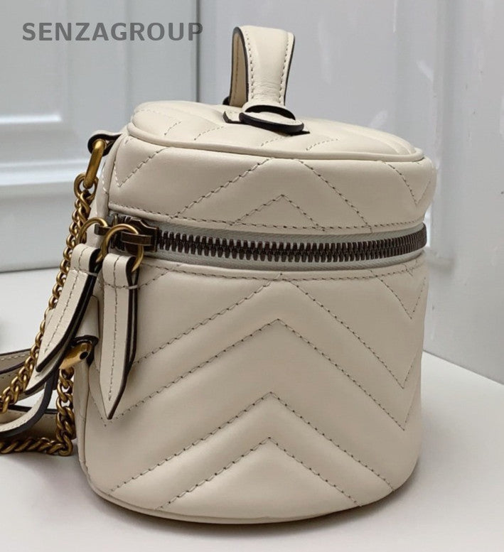 Gucci Marmont Chain Backpack White Gold Used Women Classic Fashion
