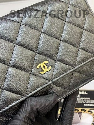 Chanel Black Caviar Leather WOC Chain Shoulder Crossbody Bag Classic