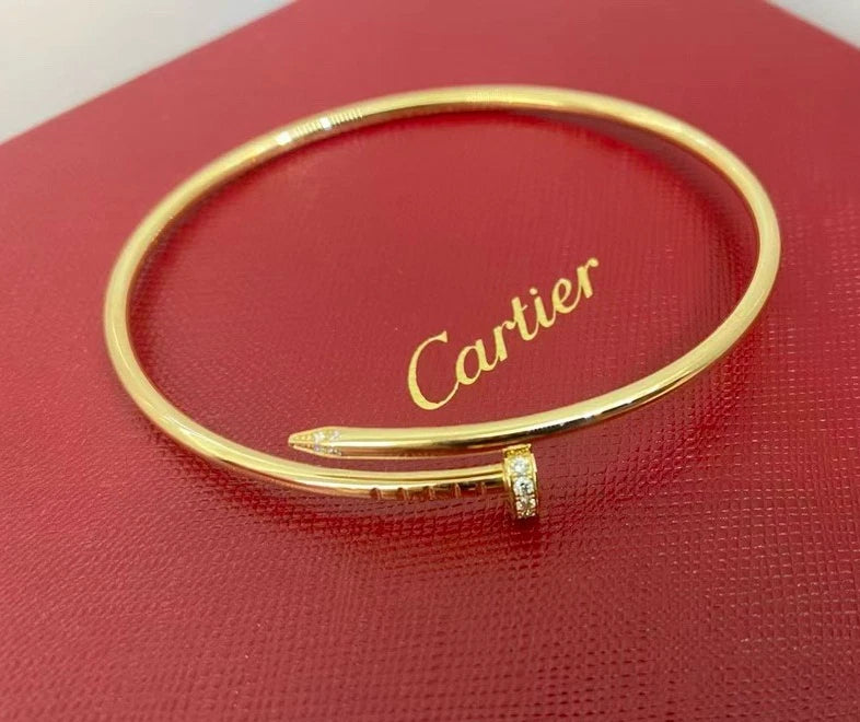 Excellent Cartier Juste Un Clou 18k Yellow Gold Small Diamond Bangle Bracelet