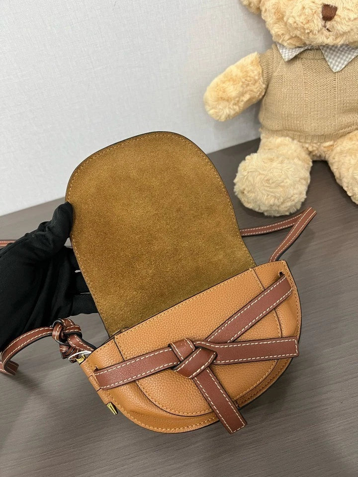 Loewe Brown Mini Gate Saddle Crossbody Bag For Women