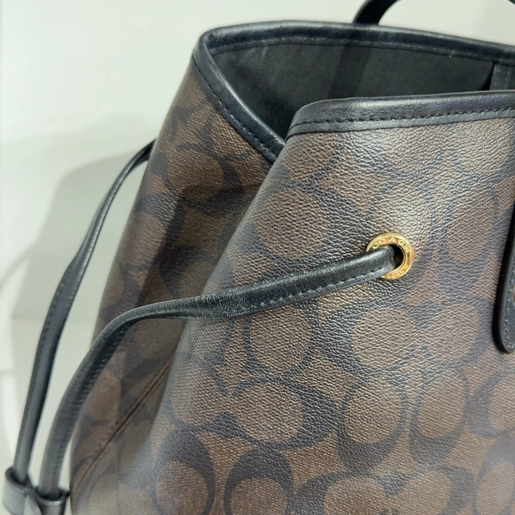 Coach Brown Monogram Canvas Tote Handbag Shoulder Bag for Women