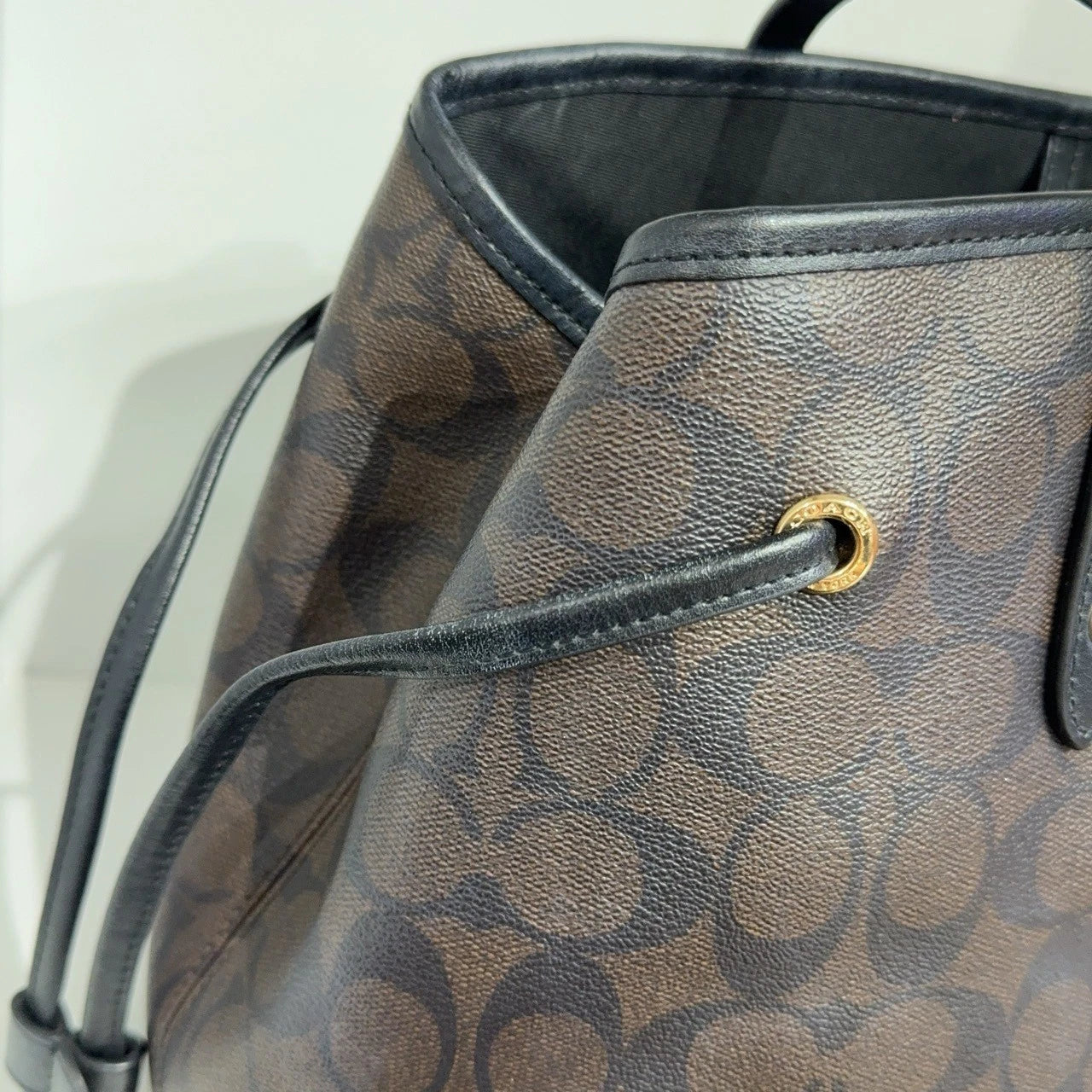 Coach Brown Monogram Canvas Tote Handbag Shoulder Bag for Women