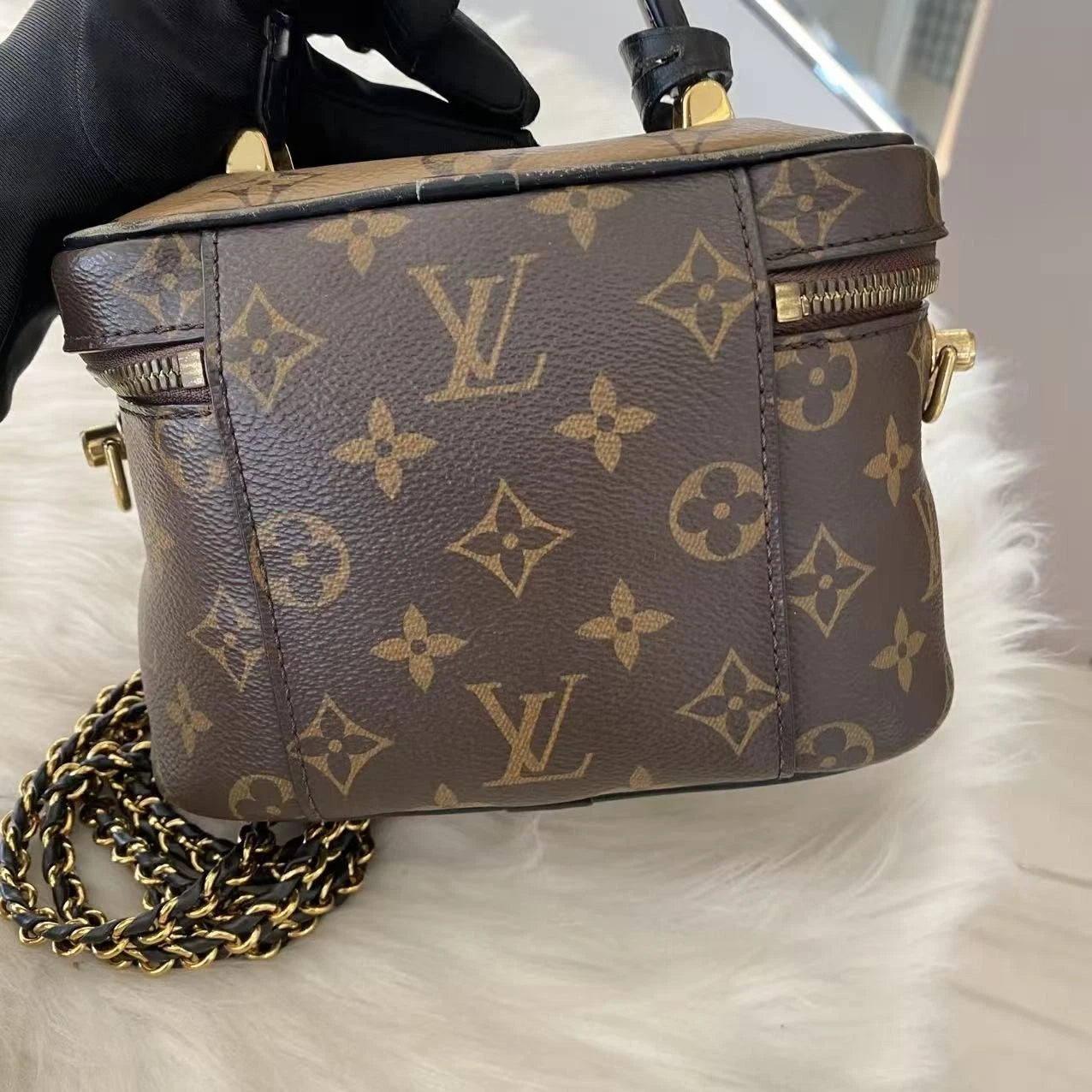 Louis Vuitton Vanity Monogram Brown Crossbody Chain Bag Excellent