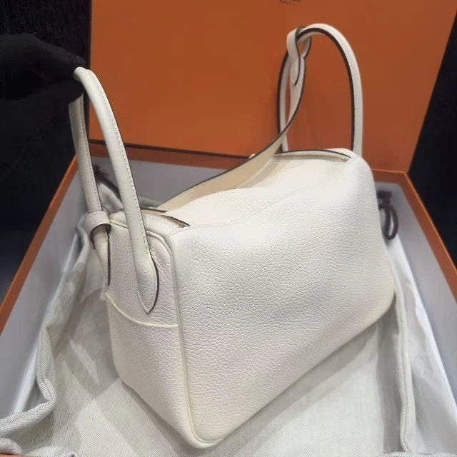 Hermes Lindy26 Top Handle Bag Shoulder Bag White Gold Women Fashion Classic D