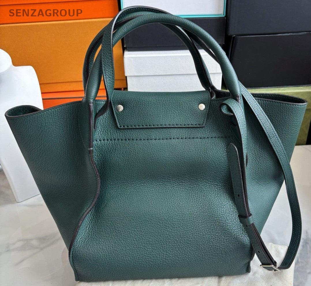 CELINE Bigbag Dark Green Calfskin tote Handbag 2WAY Shoulder bag Women