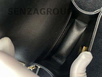 Chanel V-Stitch Le Boy Mini Black Gold Hardware Shoulder Crossbody Bag