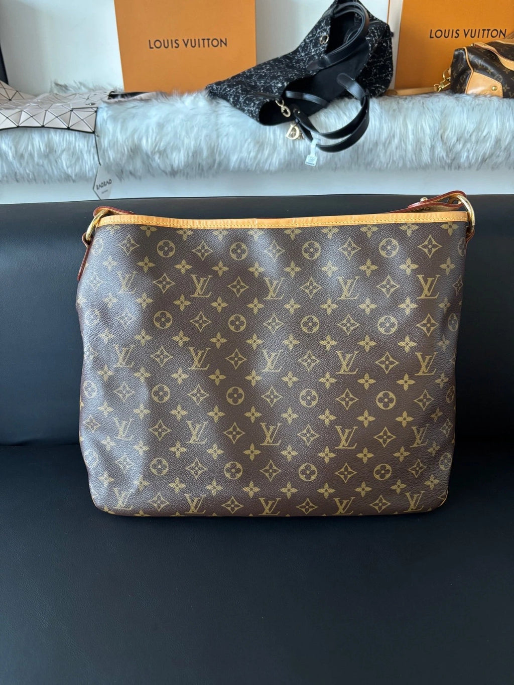 Louis Vuitton Delightful Monogram Tote Shoulder Bag Brown Women Fashion