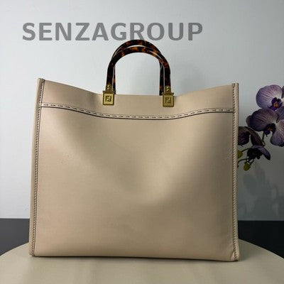 Fendi Sunshine Tote Bag Beige Gold Hardware Classic Women's Handbag