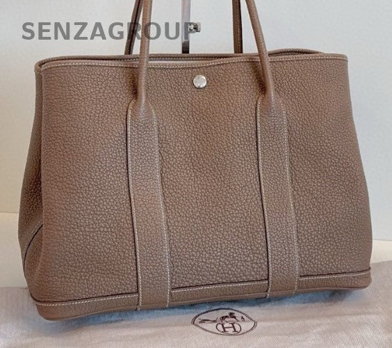 Hermes Garden Party Negonda Top Handle Bag Gray Silver Used Women Classic
