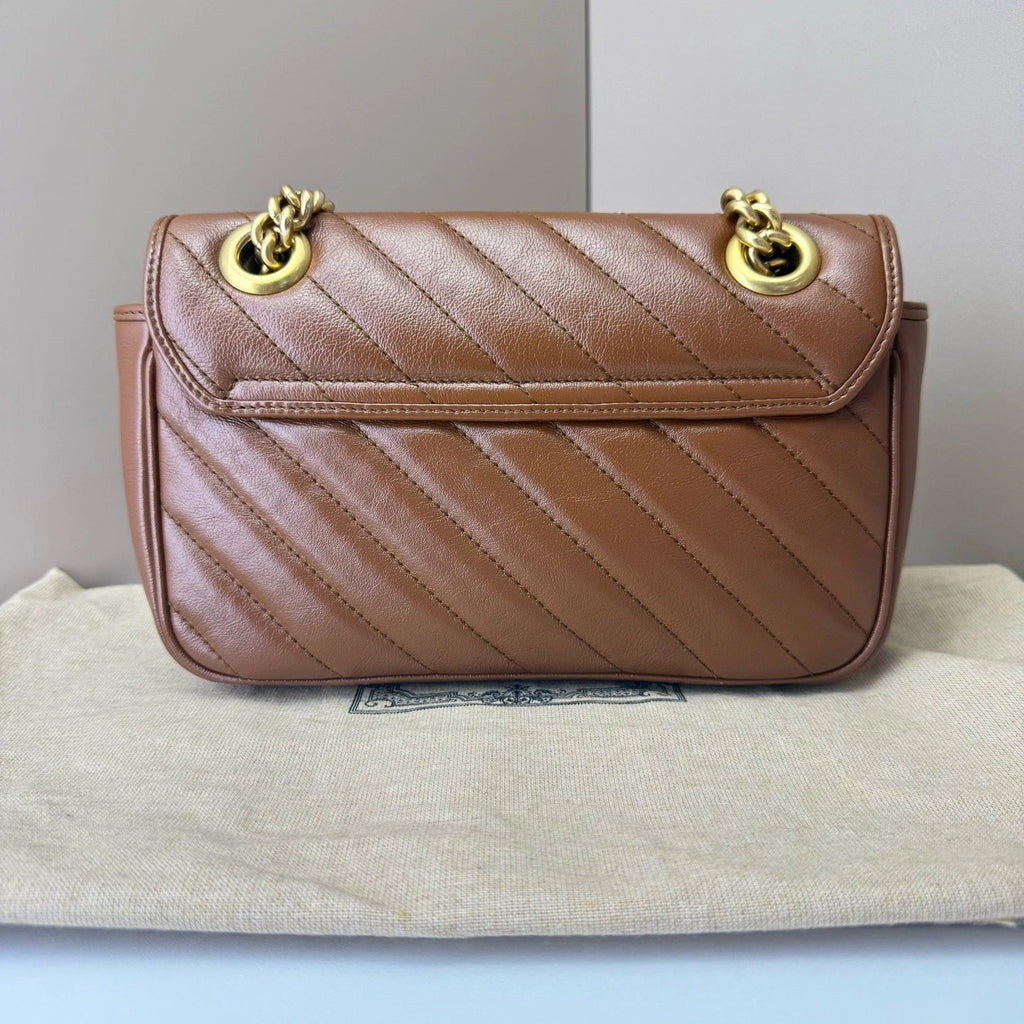 GUCCI Marmont22 Brown Chain Shoulder Bag For Women