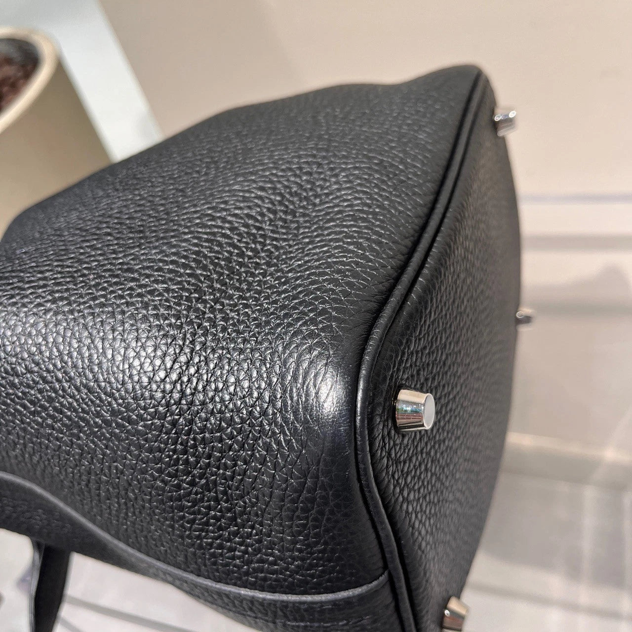 Hermes Picotin18 TC Leather Black Tote Handbag Silver Hardware