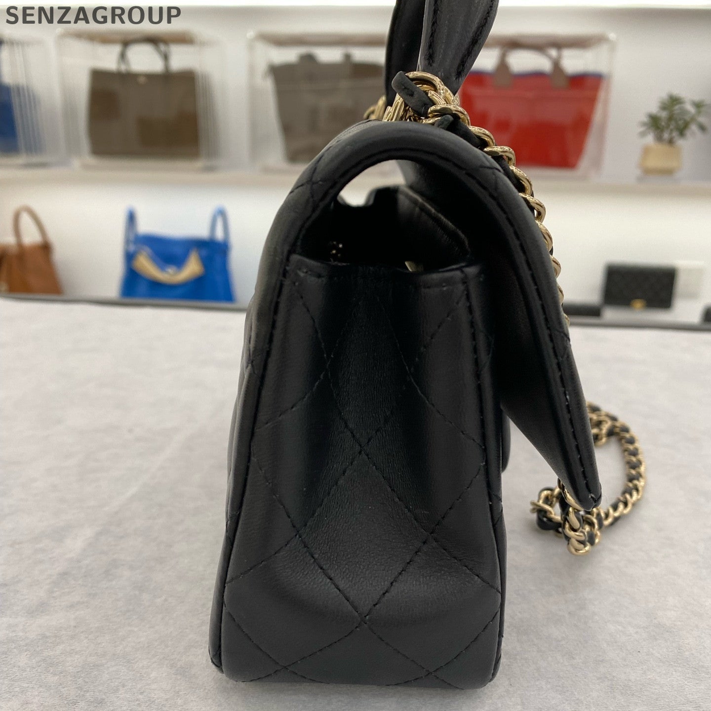 Chanel Classic Flap Mini Black Gold Lamb Leather Shoulder Bag Lion Charm