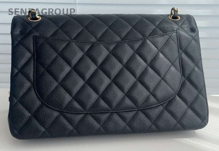 Chanel Jumbo Chain Shoulder Bag Crossbody Black Red Used Women Classic