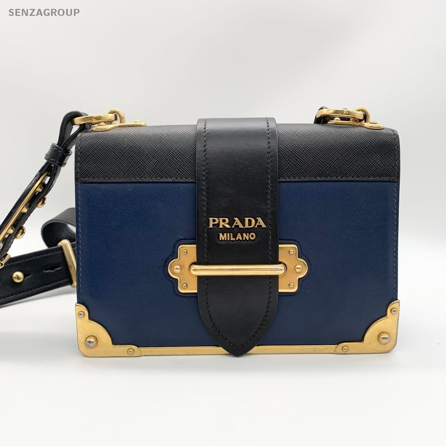 PRADA Cahier Calfskin Navy Blue Shoulder bag Crossbody Women