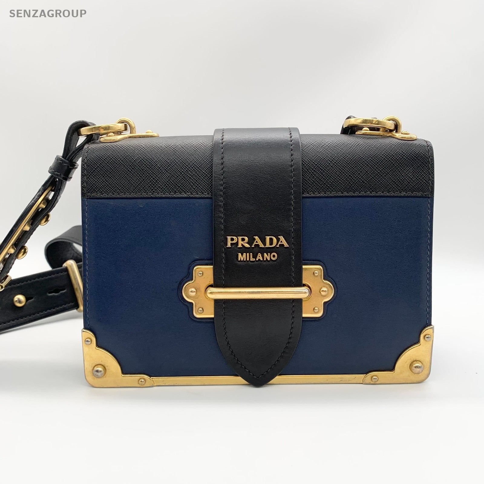 PRADA Cahier Calfskin Navy Blue Shoulder bag Crossbody Women
