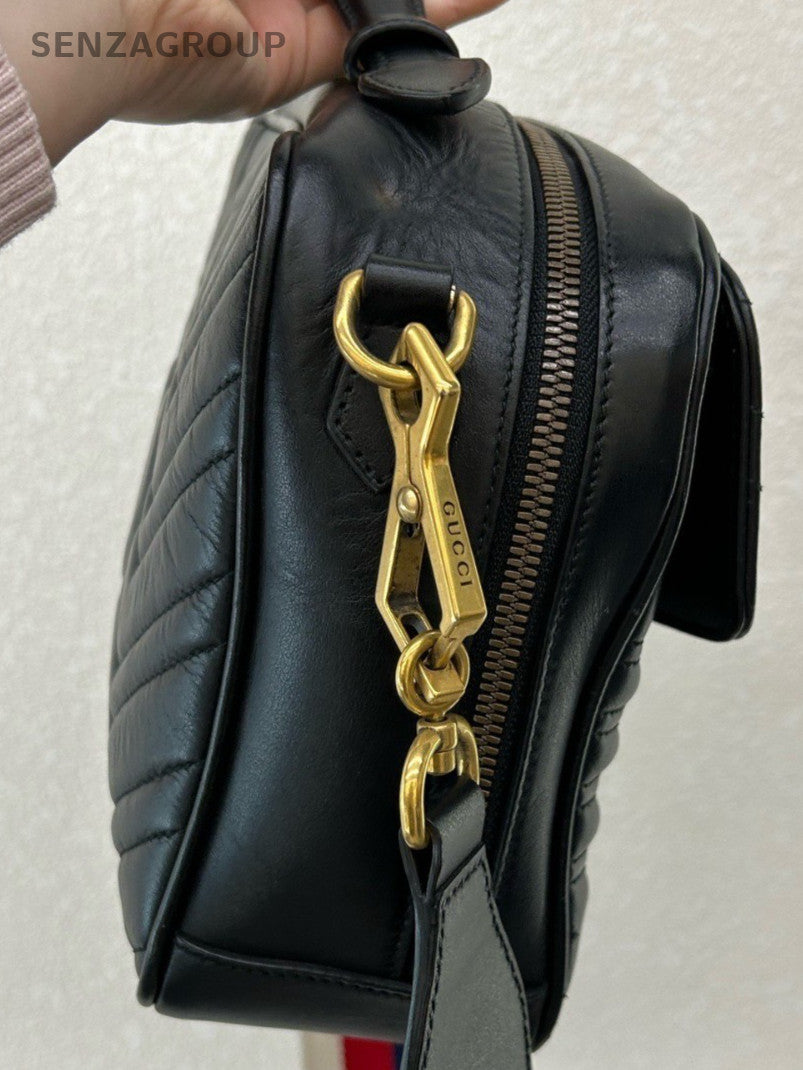 Gucci Marmont 2Way Shoulder Bag Crossbody Black Gold Women Classic