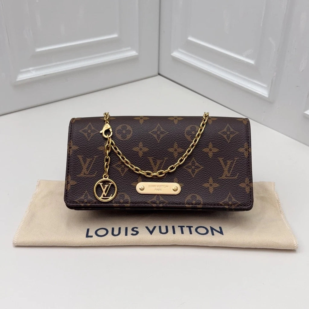 Louis Vuitton Lily WOC Monogram Chain Shoulder Crossbody Bag Brown Women