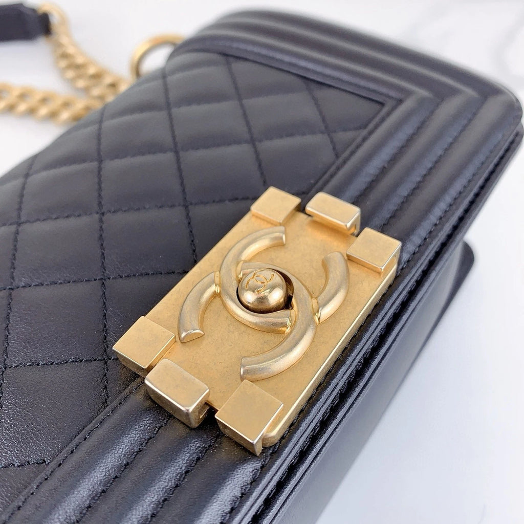 CHANEL Black Gold Leboy Small Shoulder Bag for Women