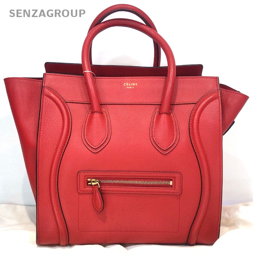 CELINE Micro Luggage tote Top Handle Handbag Women Red