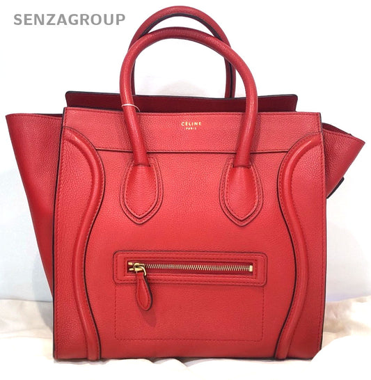 CELINE Micro Luggage tote Top Handle Handbag Women Red