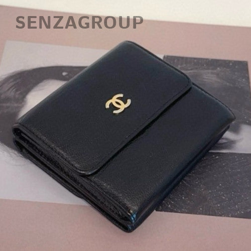 CHANEL CC Wallet Card Pack Calfskin Black Gold