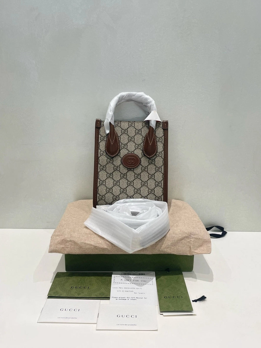 Gucci Canvas Mini Monogram Tote Bag For Women