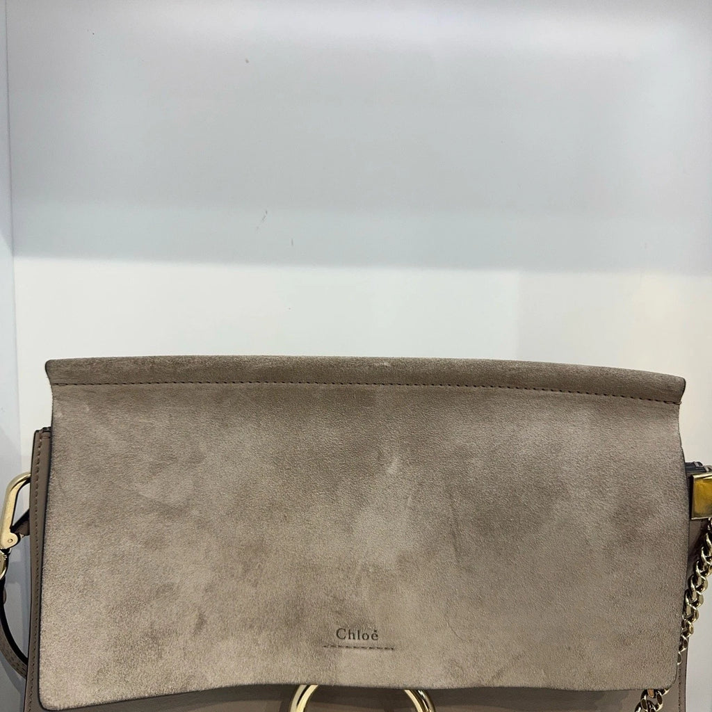 Chloe Faye Calfskin Shoulder Crossbody Bag For Women Elephant Gray