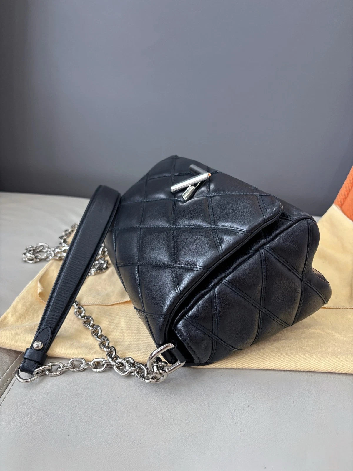 Louis Vuitton GO-14 Chain Bag Shoulder Bag Black Quilted Full Calfskin