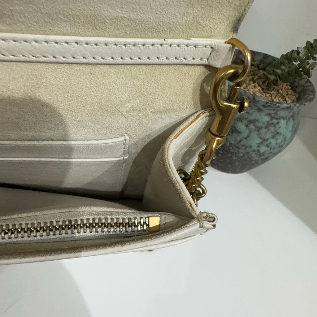 Dior White Rivet Shield Chain Shoulder Crossbody Bag For Women