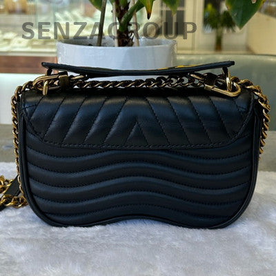 Louis Vuitton Pochette Accessoires Black Gold Chain Crossbody Bag