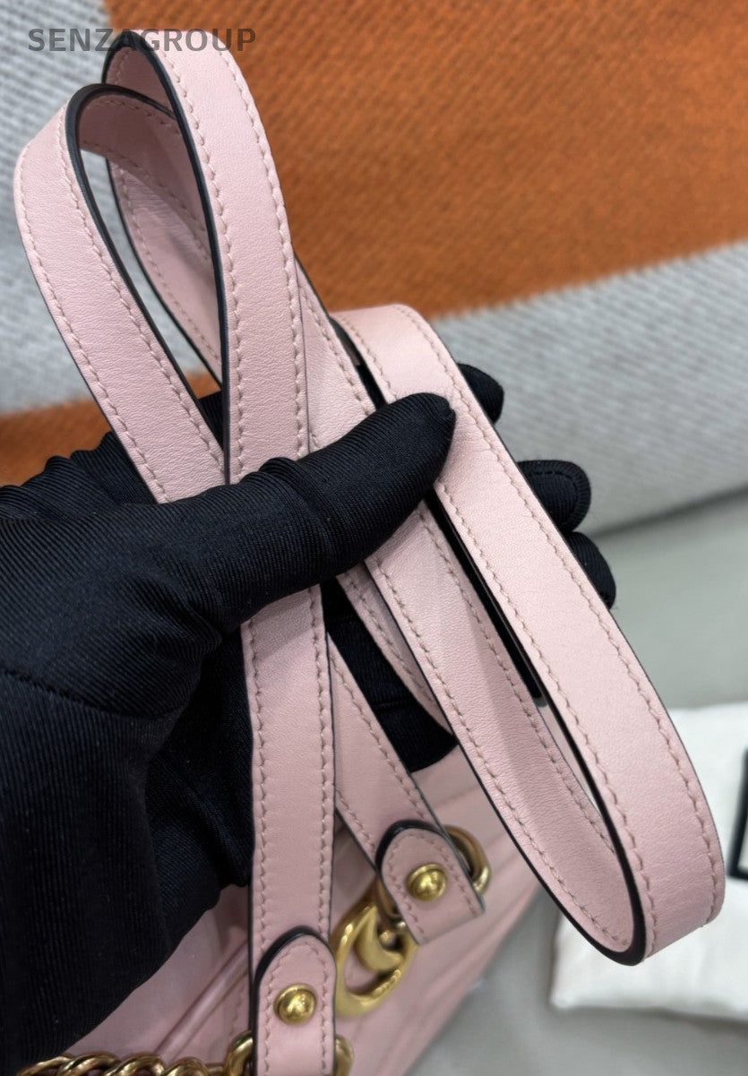 Gucci Marmont PM 2Way Shoulder Bag Crossbody Pink Gold Women Classic Designer