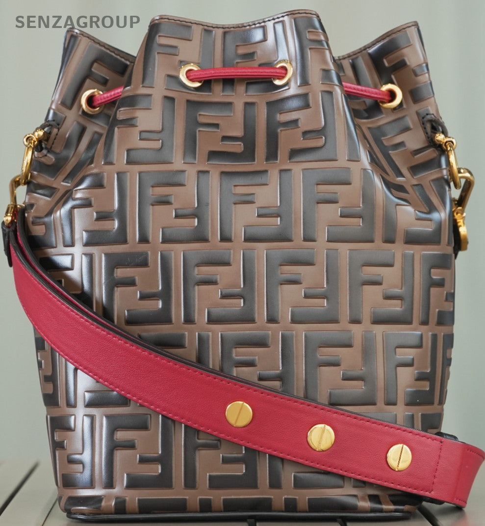 FENDI Classic Logo Bucket Drawstring Shoulder bag Brown