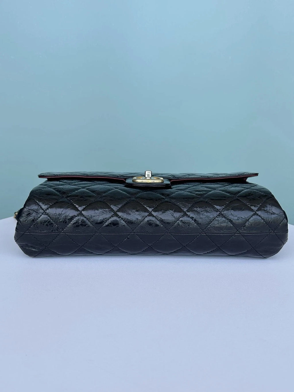 Chanel Classic Flap Jumbo Crossbody Shoulder Bag Black Gold Oil Calfskin