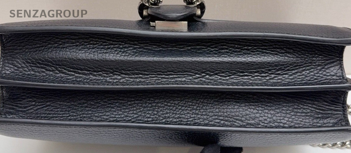 Gucci Dionysus MM Chain Shoulder Bag Crossbody Black Silver Used Women Classic