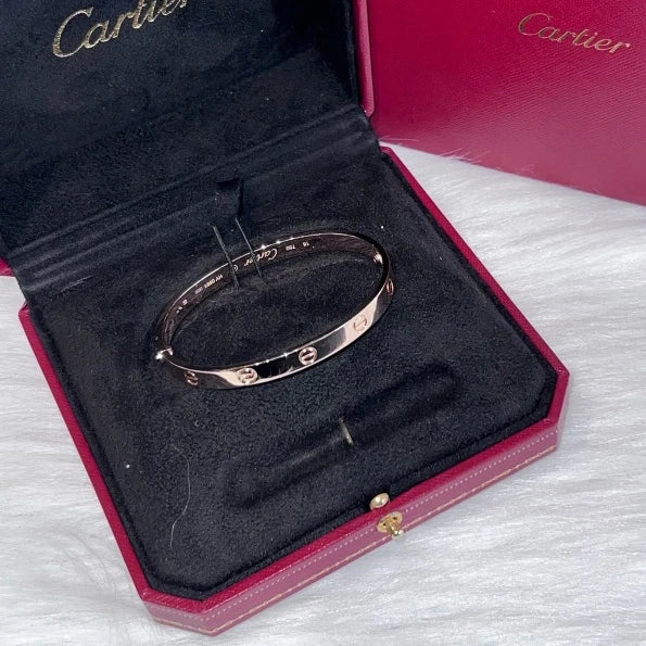 Excellent Cartier Love Classic Bangle Bracelet 18k Rose Gold Double Screw Size18