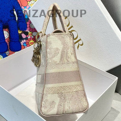 Dior Pink Embroidered Lady Dior Bag - Classic Fashion Handbag for Women