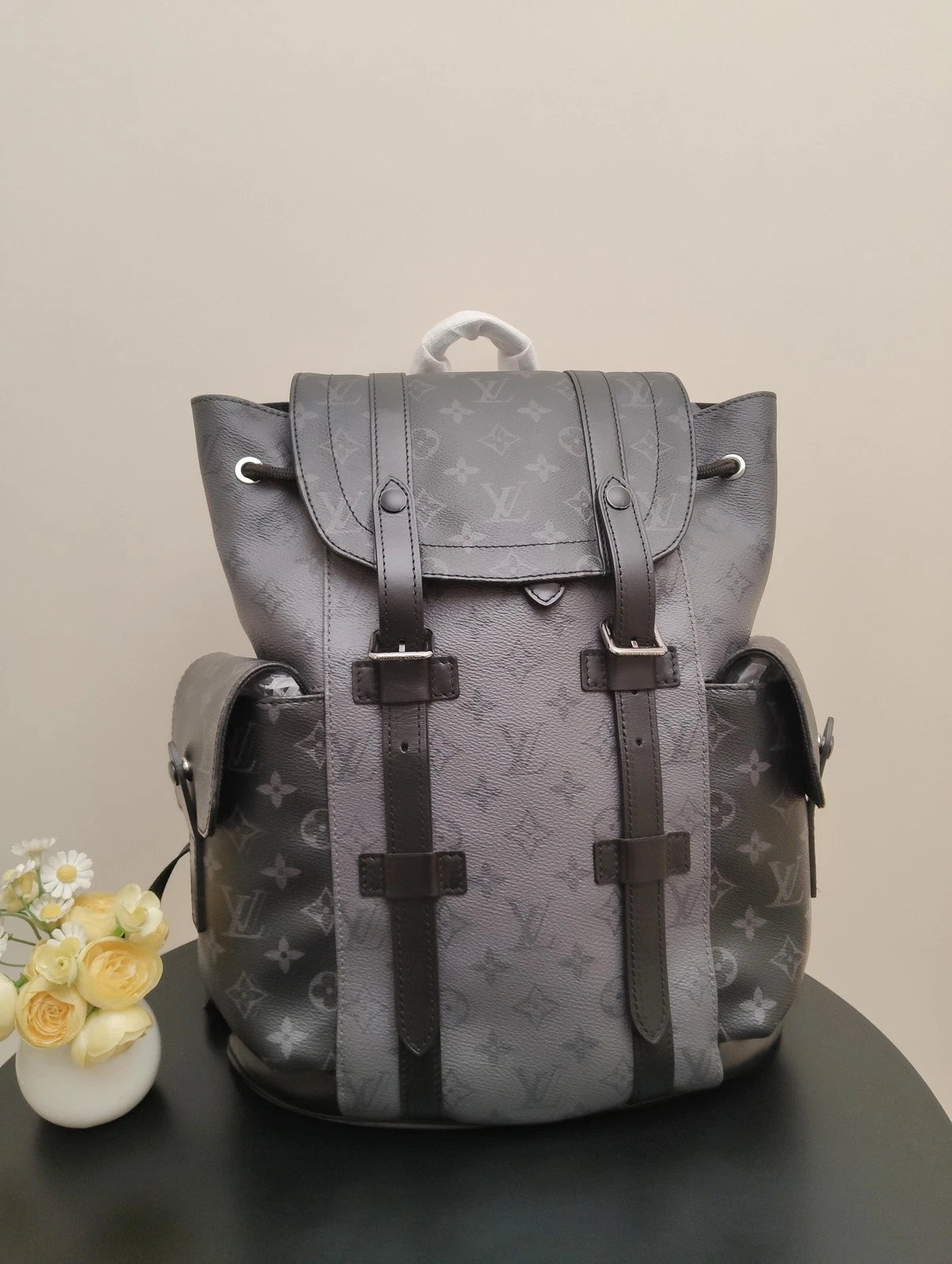 Louis Vuitton Canvas Christopher Small Black Grey Backpack For Unisex