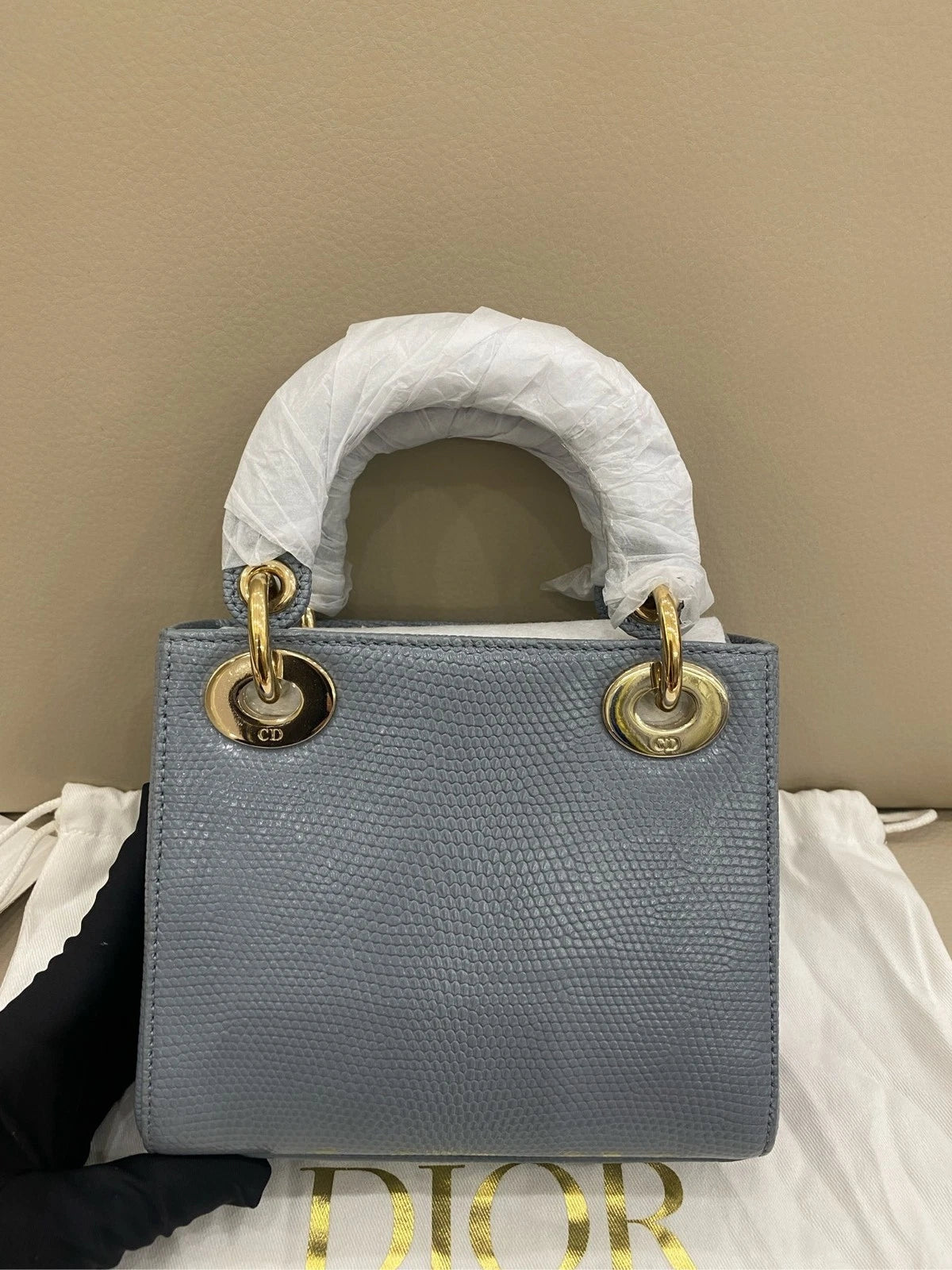 Dior Lady Dior Blue Crossbody Top Handle Excellent