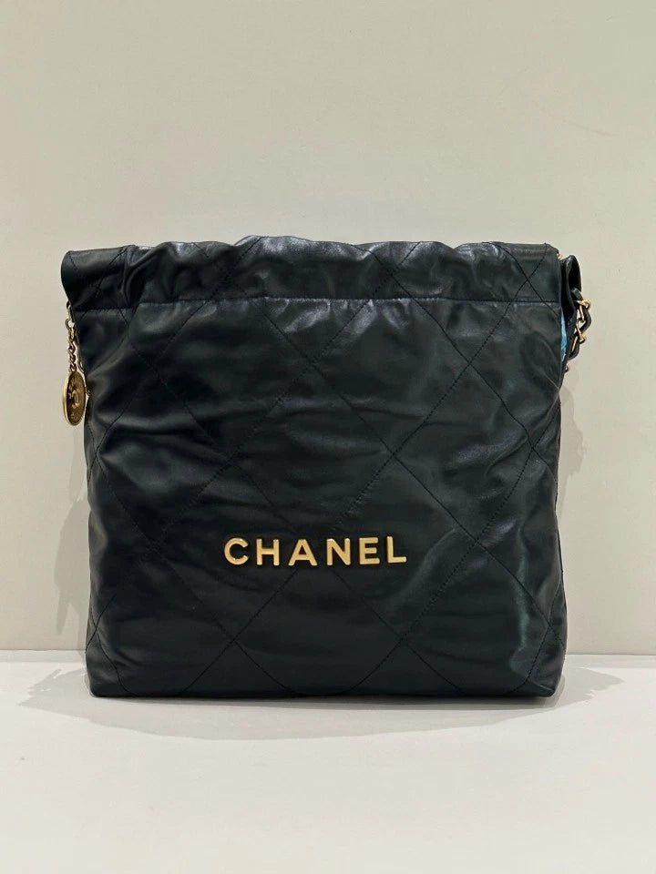 Authentic CHANEL 22Bag Small Black Tote Shoulder Bag for Women