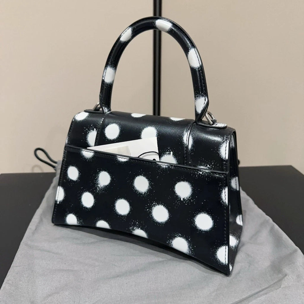 Balenciaga Hourglass Small Polka Dot Calfskin Handbag Women