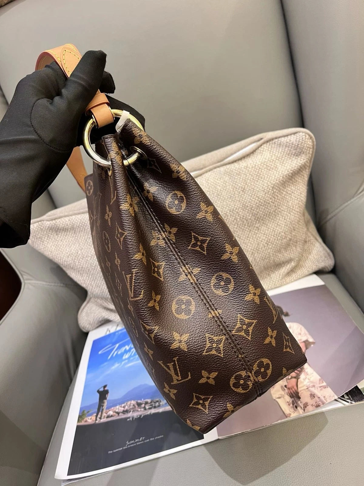 Louis Vuitton Graceful Monogram Brown Gold Shoulder Bag Excellent