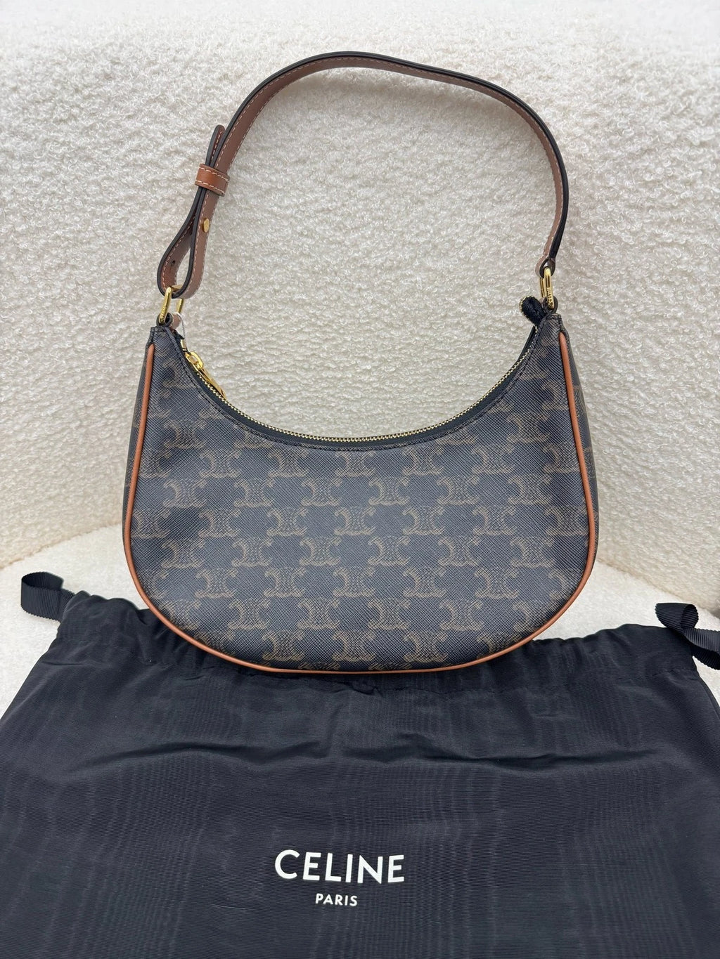 CELINE Ava Classic Monogram Canvas Shoulder Bag For Women