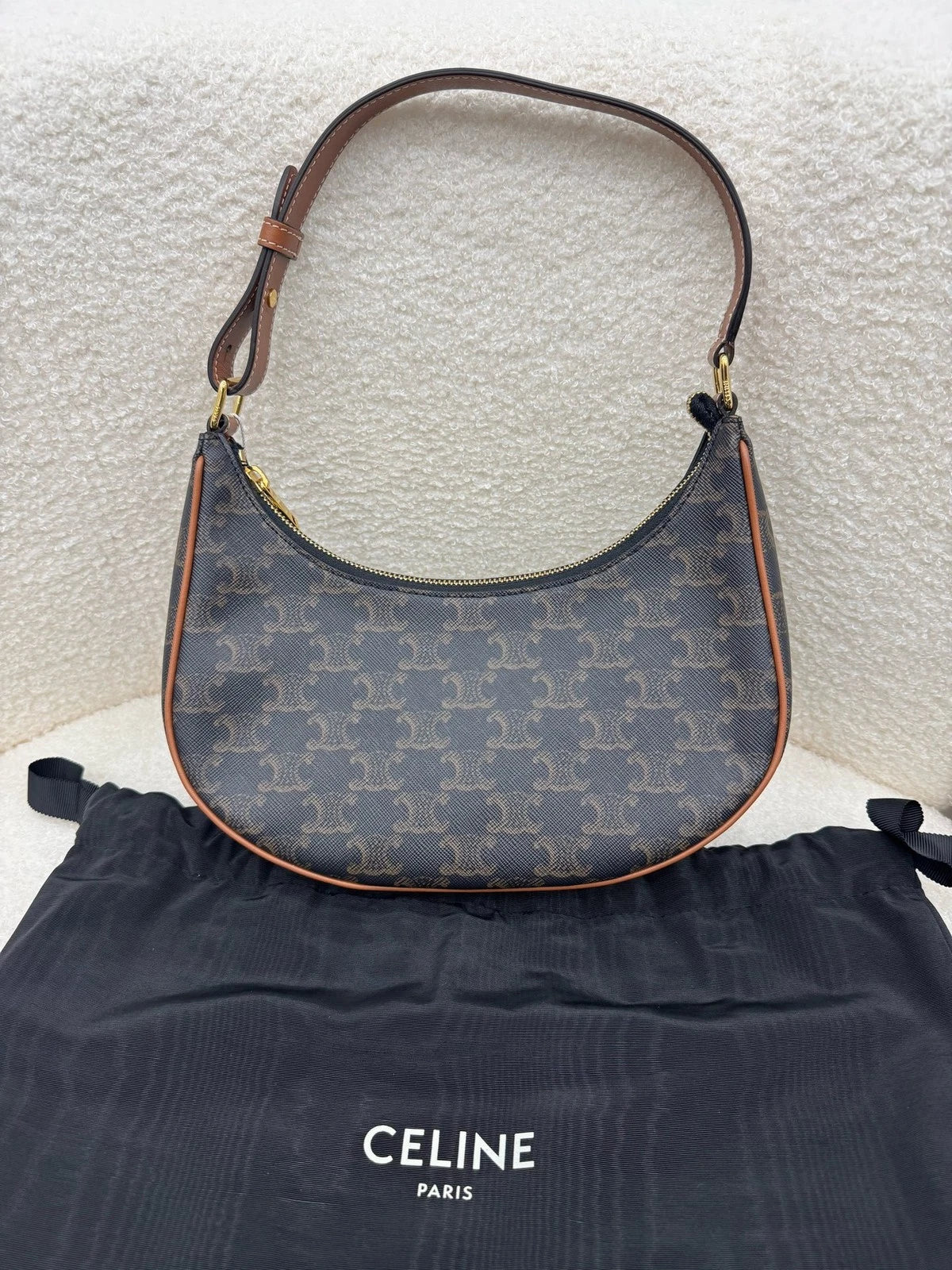 CELINE Ava Classic Monogram Canvas Shoulder Bag For Women