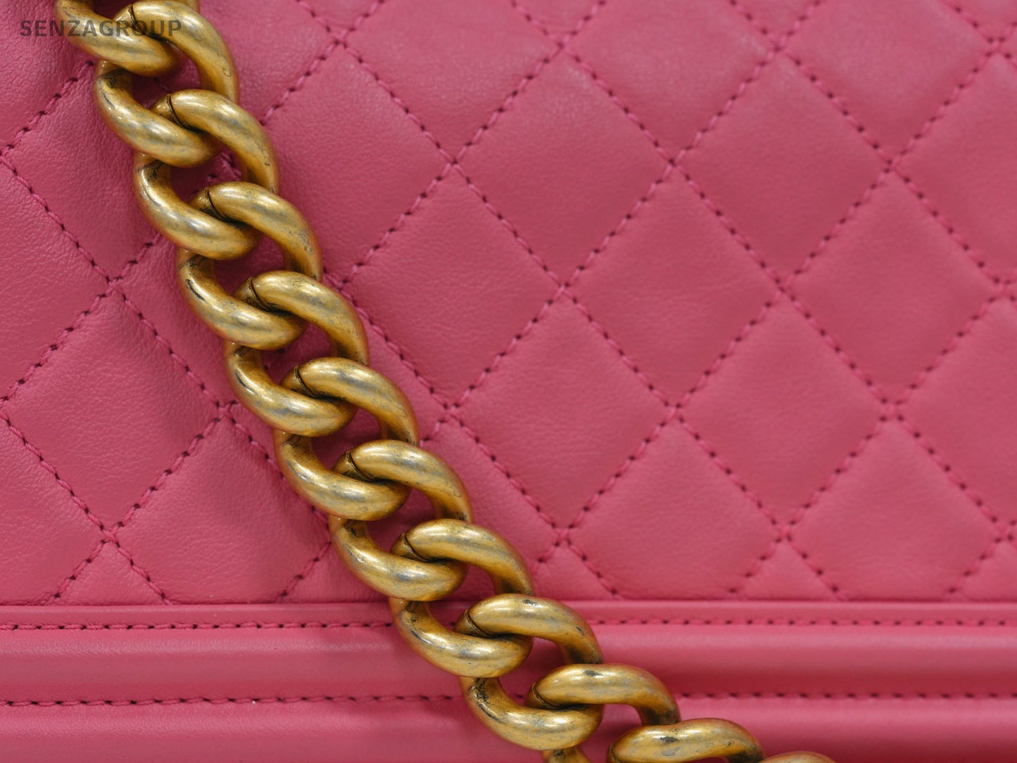 CHANEL Leboy PM Diamond Pattern Chain Shoulder bag Pink Gold Women Classic