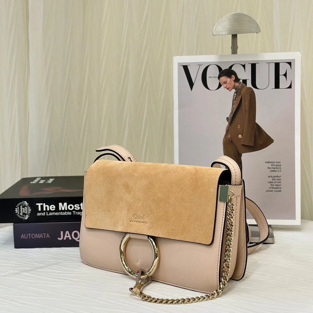 Chloe Pink Suede Faye Shoulder Bag for Women
