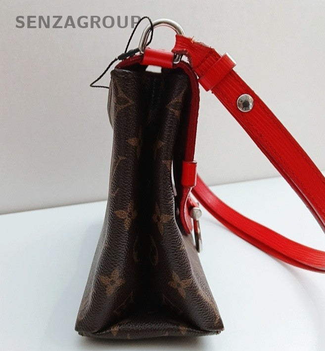 Louis Vuitton Monogram Shoulder Bag Red Brown Silver Women Classic
