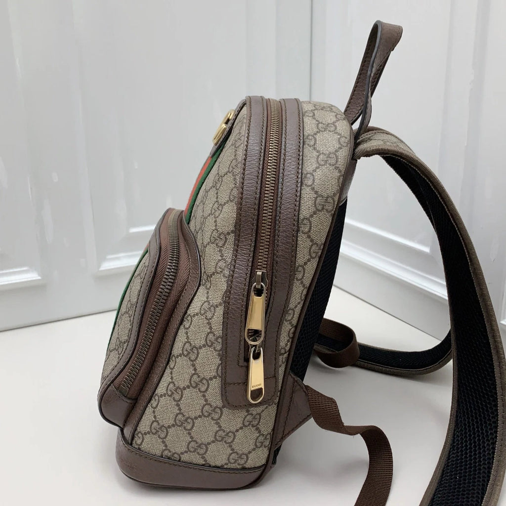 Gucci Ophidia Backpack Brown Beige Gold Unisex Adults Classic