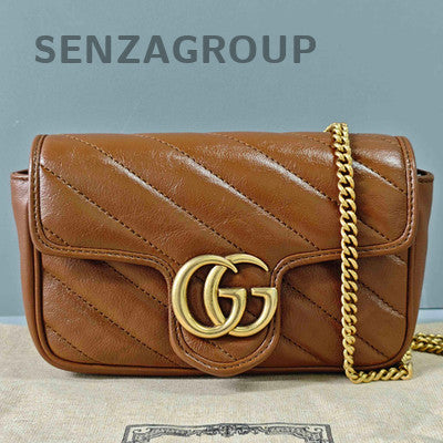 Gucci Marmont Mini Brown Gold Chain Crossbody Bag Classic Fashion
