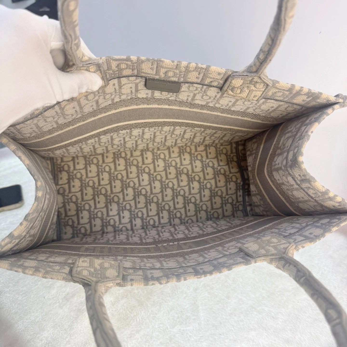 Dior Women's Canvas Grey Monogram Medium Tote Bag Chip Version